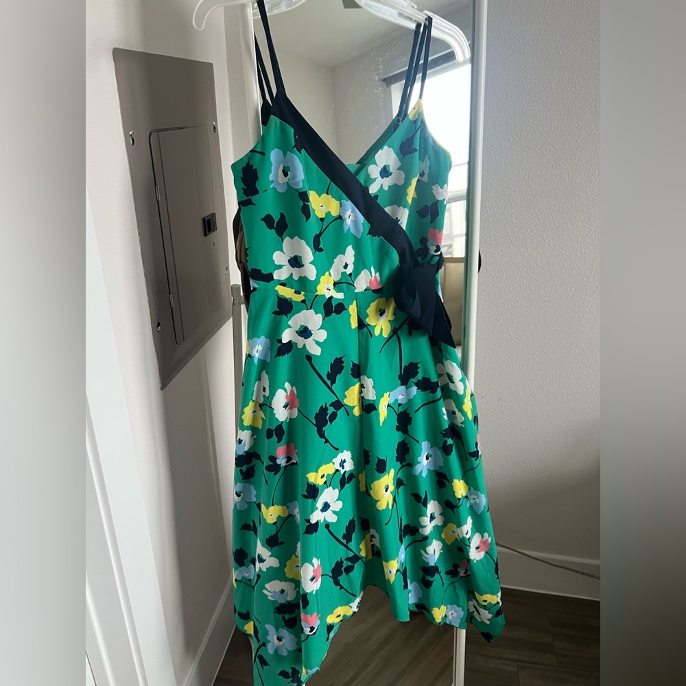 Banana Republic Floral Green Assymetrical Midi Dress